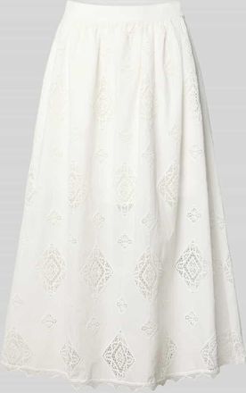 BA&SH Midirock aus Viskose mit Lochstickerei Modell MONA in Ecru, Gr&ouml;&szlig;e 34