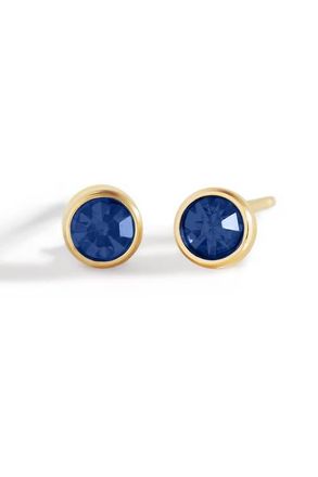 Mint & Lily Birthstone Bezel Studs in Gold-Tone /September Sapphire at Nordstrom