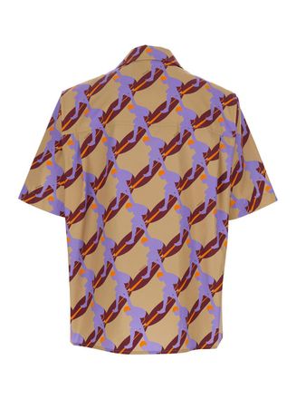 Gucci Mens Multicolor Bowling Shirt With Cuban Collar Cotton