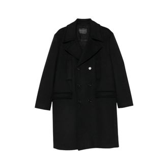 Dondup Double-breasted jas met regular fit - Heren - Mantels - Zwart - Maat: XL Wol