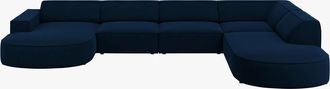BLOOMINGLOFT Grosses 7-Sitzer Design Panoramasofa Jodie Ii mit lange Seite rechts - Samtbezug