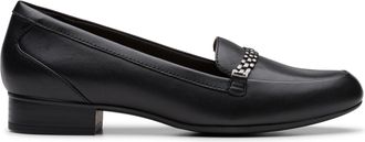 Clarks Womens Dress Loafer Flat, Black Leather, 7.5 Narrow