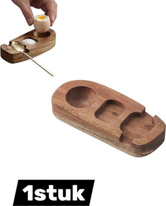 OEM 1 Pieza, Cart&oacute;n Para Huevos, Hueveras De Madera Con Cucharas, Hecho A Mano Con Madera De Acacia, Regalo &Uacute;nico Para El Desayuno De Pascua Y Cocina