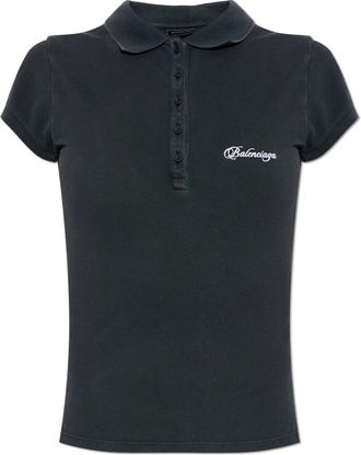 Balenciaga Polo Shirts, female, Black, Size: XS Cropped Polo T-Shirt