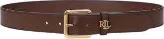 Ralph Lauren Cintura in Pelle con Logo Oro - - Accessories - Donna - Marrone - L