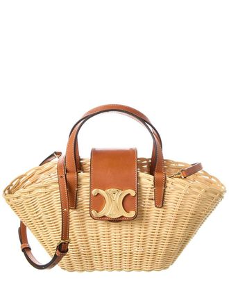 Celine Celine Teen Couffin Wicker & Leather Tote