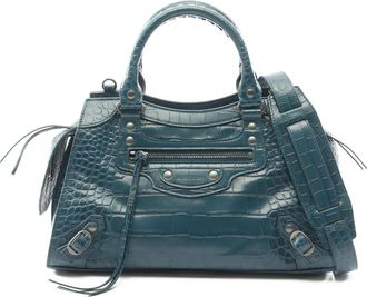 Balenciaga 2010s small Neo Classic City embossed tote bag - Blue