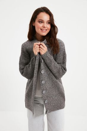 Trendyol Modest Dames Grijs Effen Lang Regular fit Modest Vesten