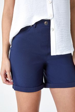 Roman Stretch Elastic Waist Turn Up Shorts