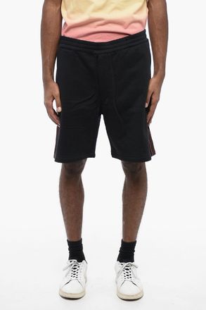 Alexander McQueen Shorts in Cotone Garzato con Bande Laterali Logate Alexander McQueen
