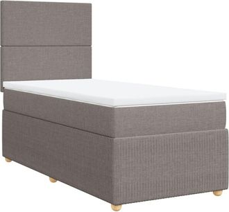 vidaXL Cama Box Spring Con Colch&oacute;n Tela Gris Taupe 100x200 Cm Vidaxl