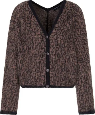 Emporio Armani Womens V-Neck Cardigan In Mohair Wool Blend With All-Over Jacquard Pattern