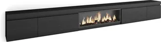 Skraut Home Mobile Tv Soggiorno, Ampio Spazio A Disposizione, 368x45x35, Camino Elettrico Xxl, Stile Moderno, Nero - Skraut Home