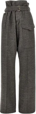 Etro Pantaloni in lana a quadri con cintura - - Trousers - Donna - Grigio - M
