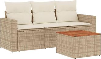 vidaXL Vidaxl - Set Divano Da Giardino 4 Pz Con Cuscini Beige In Polyrattan