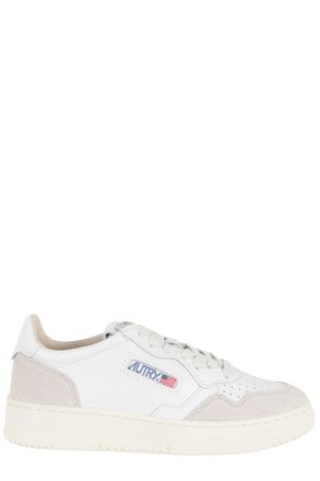 Autry White Medalist Low Suede Side-Logo Leather Sneakers