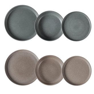 Trade Shop Trade Shop - Set Servizio Da Tavola Di Piatti In Stoneware 18 Pezzi Design Nordico Elegante In 2 Colori