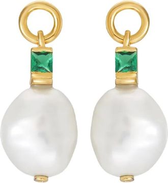 V by Laura Vann Fleur pearl and zirconia earrings - Gold
