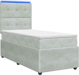 vidaXL Cama De Muelles Con Led Y Colch&oacute;n Gris Claro 90 X 190 Cm Vidaxl