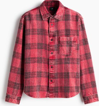 H&M Baumwollhemd in Relaxed Fit - Red