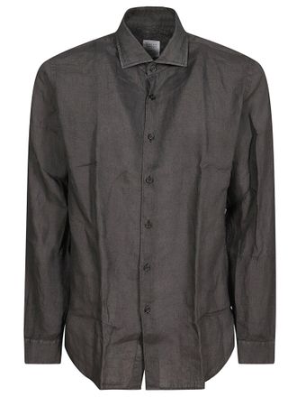 Xacus Linen Long-Sleeve Shirt With Classic Collar And Button-Down Front