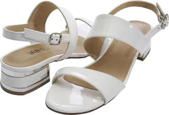 Vaneli Womens Vaneli Hilary Sandals White Patent Leather Block Heel HAWK1318