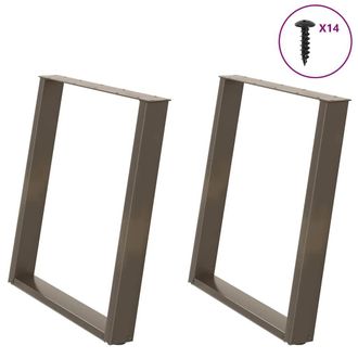 Berkfield Home vidXL Dining Table Legs U-Shaped 2 pcs Natural Steel 80x(72-73) cm Steel in Brown