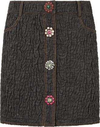 Moschino Rokken, Dames, Blauw, L, Denim, Denimrok met knopen