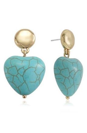 Ettika Stone Heart Drop Earrings in Turquoise at Nordstrom Rack