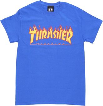 Thrasher Flame Tee Royal Blue T-Shirt - Heren - T-shirts - Blauw - XL - Katoen - Tops
