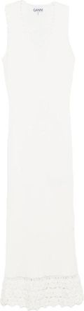 Ganni Crochet V-neck Long Dress