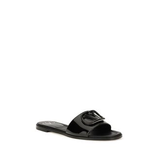 Valentino Garavani VLogo Patent Leather Sandal - Black