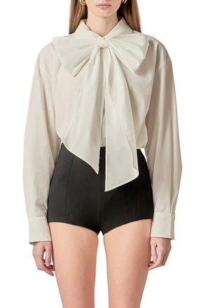 English Factory Bow Shirt in Off White at Nordstrom, Size Small