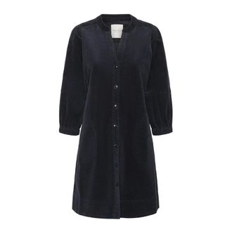 Part Two Shirt Dresses, female, Blue, Size: 2XS Navy Dress with V-Neck and Buttons