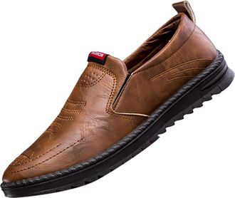 Generic Fashionable Textured Sewing Non Business Soft Driving Leather Shoes Fashion Shoes for Men Casual (Coffee, 6.5)