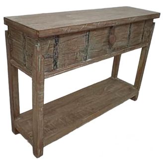 Wanderlust Deco Recibidor de madera acabado artesanal marr&oacute;n 144x39x93h cm