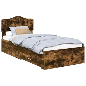 vidaXL Bed Frame with Headboard Smoked Oak 75 x 190 cm Engineered Wood vidaXL