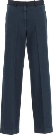 Forte_Forte Katoenen Chino Broek - Dames - Straight fit broeken - Blauw - S - Katoen - Broeken