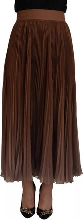 Dolce & Gabbana Beige Longuette Plisse Chiffon Midi Womens Skirt (Pre-Owned)