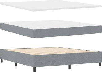 vidaXL Vidaxl Cama De Muelles Con Colch&oacute;n Y Banco Gris Claro 180x200 Cm Tela