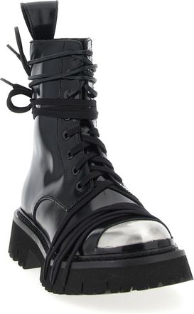Moschino Womens Black Calfskin Lace-Up Boots