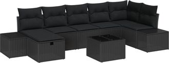vidaXL Conjunto De Sof&aacute; De Jard&iacute;n 8 Pcs Negro 55 X 62 X 69 Cm Vidaxl
