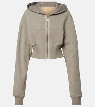 Rick Owens Cropped cotton-blend jersey hoodie