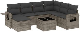 vidaXL Vidaxl - Set De Sof&aacute;s De Jard&iacute;n 8 Pzas Y Cojines Rat&aacute;n Sint&eacute;tico Gris
