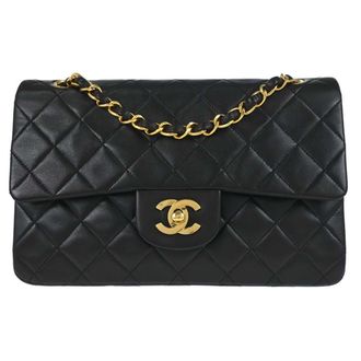 Chanel Timeless Lambskin Black Leather Handbag (Pre-Owned)