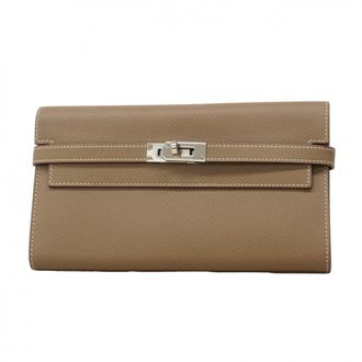 Herm&egrave;s Etoupe Gray Epsom Leather Long Wallet (Bi-Fold) (Pre-Owned)
