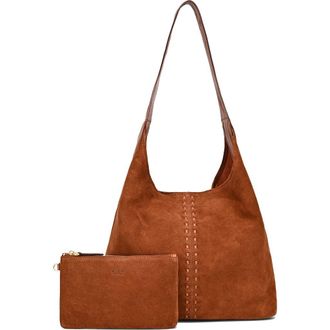 OLD TREND Hydrangea Genuine Leather Suede Classic Hobo Bag in Brown at Nordstrom