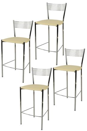Tommychairs Tommychairs 4 Taburetes Elegance Acero Cromado Asiento Polipiel Arena