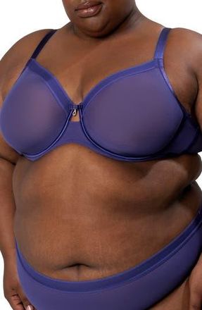 Curvy Couture Sheer Mesh Underwire Unlined Bra in Vintage Blue at Nordstrom Rack, Size 40G