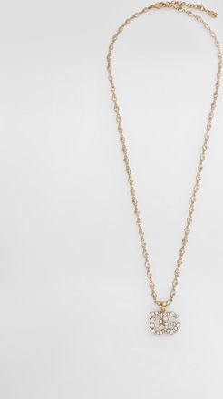 Dolce & Gabbana Necklace With Rhinestone-detailed Dg Logo - Woman Bijoux Gold Metal Onesize